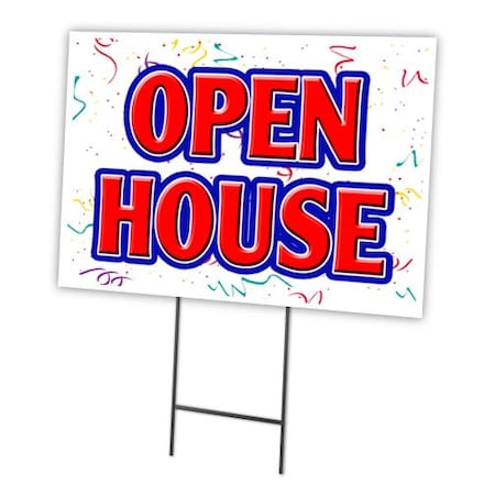 Signmission Open House Yard Sign & Stake outdoor plastic coroplast window, C-1824 Open House C-1824 Open House